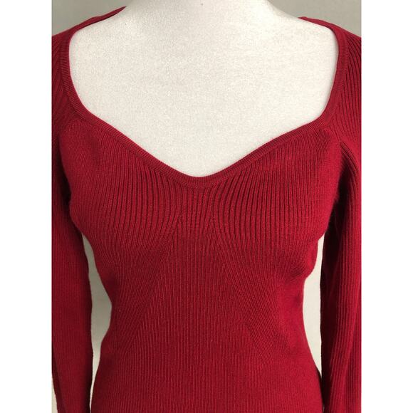 Nina Parker Bodycon Sweater Women's Size 1X Ribbed Burgundy NEW - Picture 2 of 6